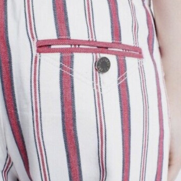 Zadig & Voltaire Womens M Red Pinstripe Ankle Trouser Button Fly Coastal Cowgirl - Picture 8 of 14